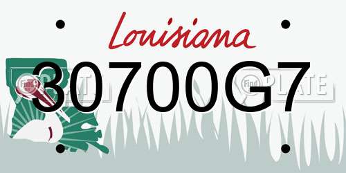 30700G7 Louisiana License Plate