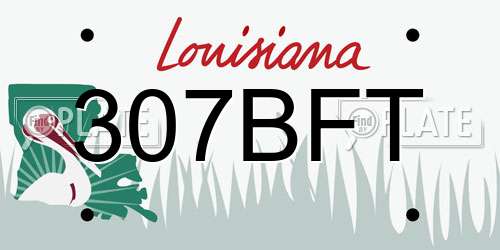 307BFT Louisiana License Plate