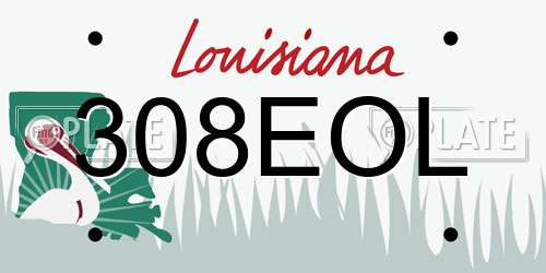 308EOL Louisiana License Plate