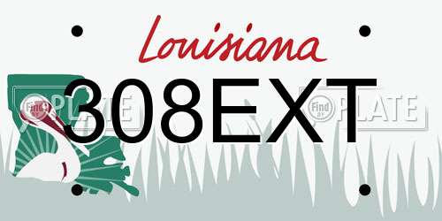 308EXT Louisiana License Plate