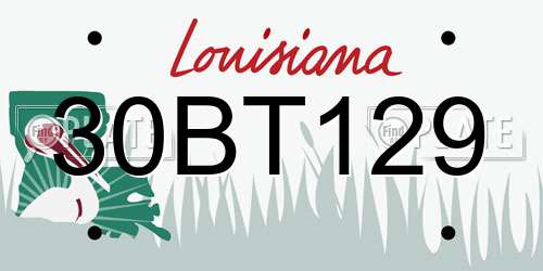 30BT129 Louisiana License Plate