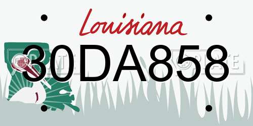 30DA858 Louisiana License Plate