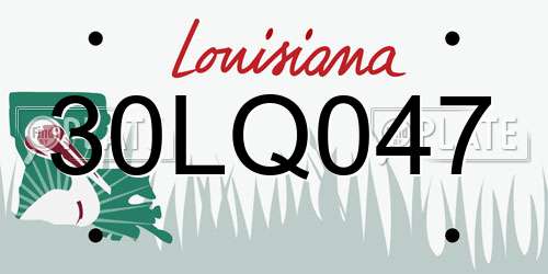 30LQ047 Louisiana License Plate