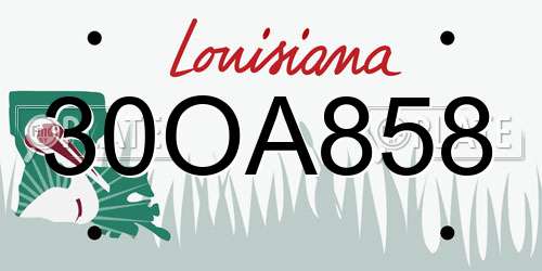 30OA858 Louisiana License Plate