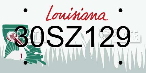 30SZ129 Louisiana License Plate