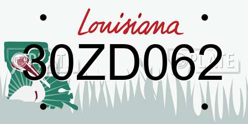 30ZD062 Louisiana License Plate