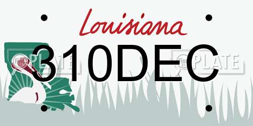 310DEC Louisiana License Plate