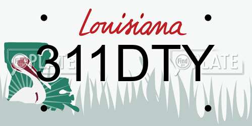 311DTY Louisiana License Plate