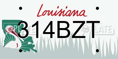 314BZT Louisiana License Plate