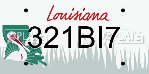 321BI7 Louisiana License Plate