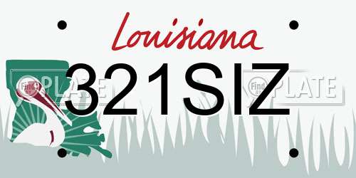 321SIZ Louisiana License Plate