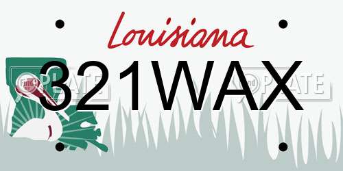 321WAX Louisiana License Plate