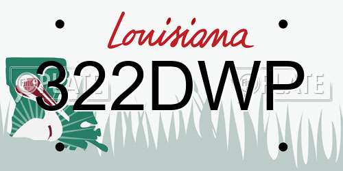 322DWP Louisiana License Plate