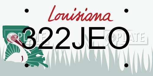 322JEO Louisiana License Plate