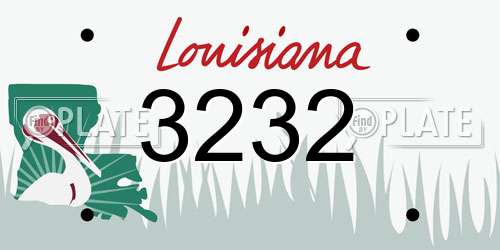 3232 Louisiana License Plate