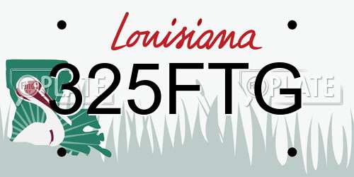 325FTG Louisiana License Plate