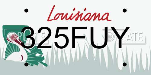 325FUY Louisiana License Plate