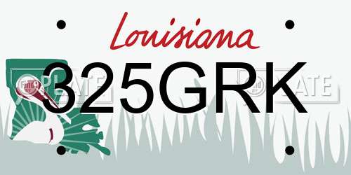 325GRK Louisiana License Plate