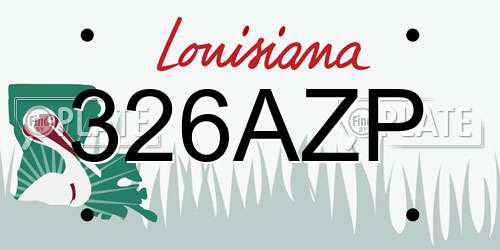 326AZP Louisiana License Plate