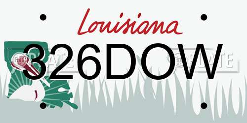326DOW Louisiana License Plate