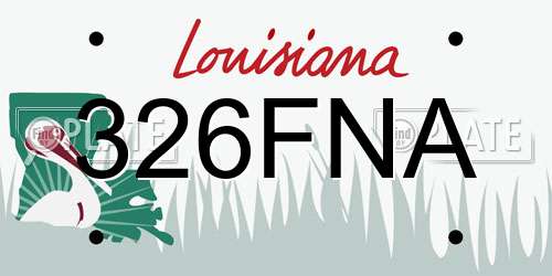 326FNA Louisiana License Plate