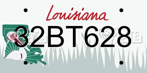32BT628 Louisiana License Plate