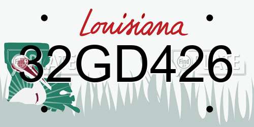 32GD426 Louisiana License Plate