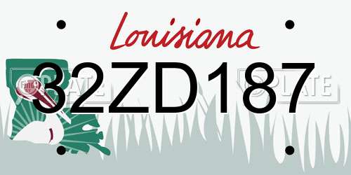 32ZD187 Louisiana License Plate