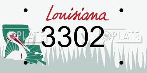 3302 Louisiana License Plate