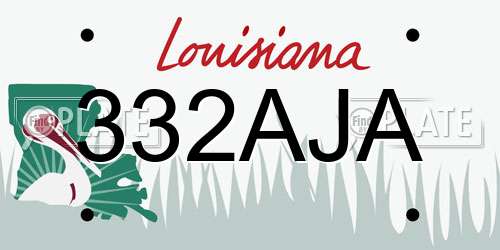 332AJA Louisiana License Plate