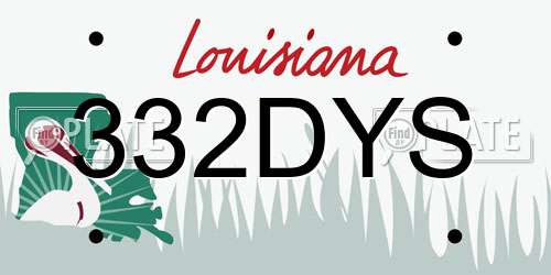 332DYS Louisiana License Plate