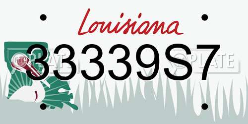 33339S7 Louisiana License Plate