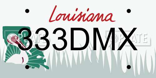 333DMX Louisiana License Plate