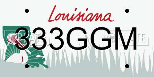 333GGM Louisiana License Plate