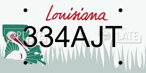 334AJT Louisiana License Plate