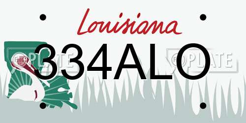 334ALO Louisiana License Plate