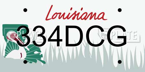 334DCG Louisiana License Plate