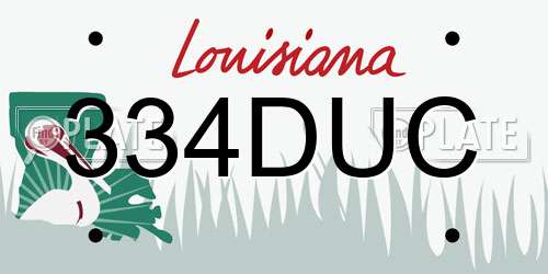 334DUC Louisiana License Plate
