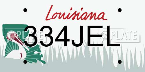 334JEL Louisiana License Plate