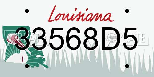 33568D5 Louisiana License Plate