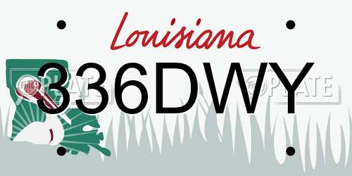 336DWY Louisiana License Plate