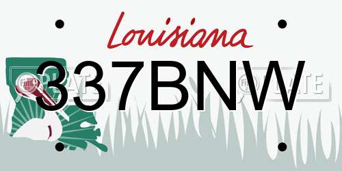 337BNW Louisiana License Plate