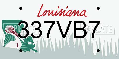 337VB7 Louisiana License Plate