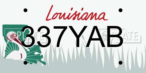 337YAB Louisiana License Plate