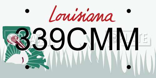 339CMM Louisiana License Plate
