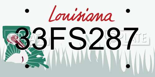 33FS287 Louisiana License Plate