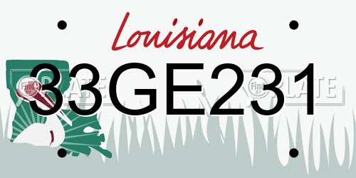 33GE231 Louisiana License Plate