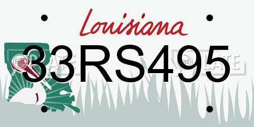 33RS495 Louisiana License Plate