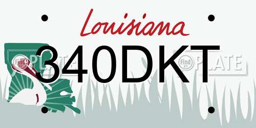 340DKT Louisiana License Plate