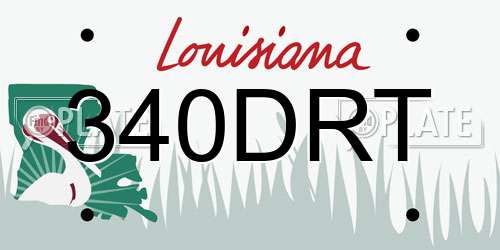 340DRT Louisiana License Plate
